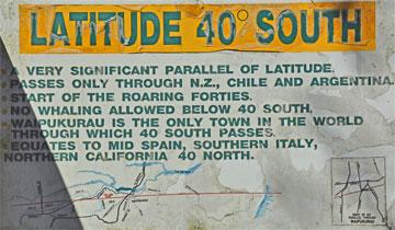 The significance of Latitude 40 degrees south.