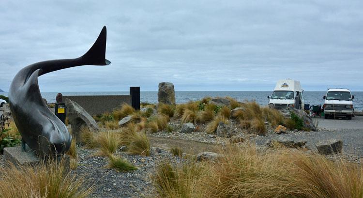 Dolphin sculpture overlooking the reserve