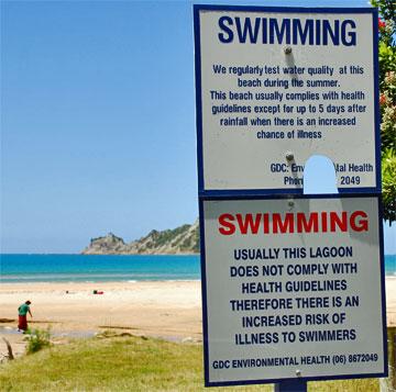 Warning about swimming