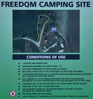 Freedom camping sign