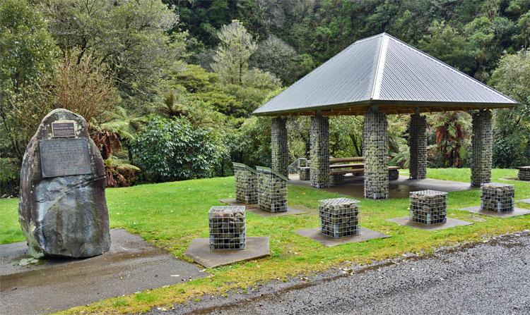 The monument and sheltered picnic area