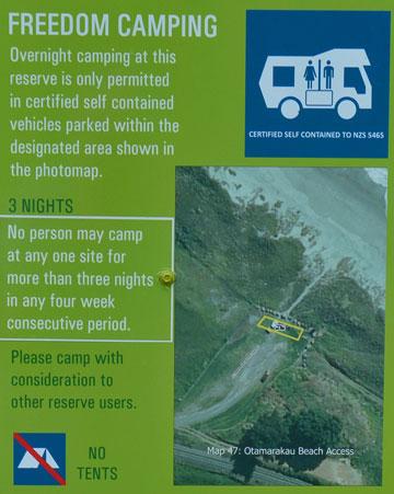 Freedom camping sign