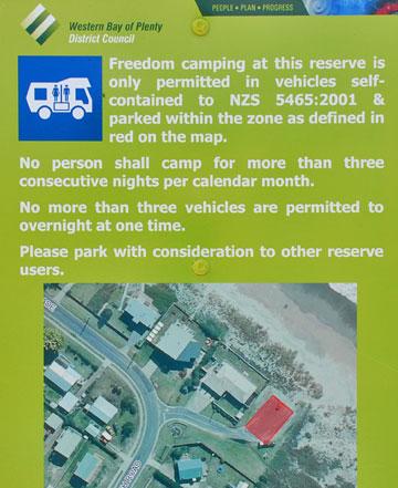 Freedom camping sign