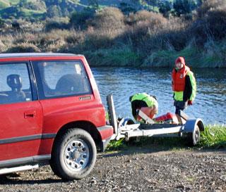 Stuart and Margaret returning from clearing the traps