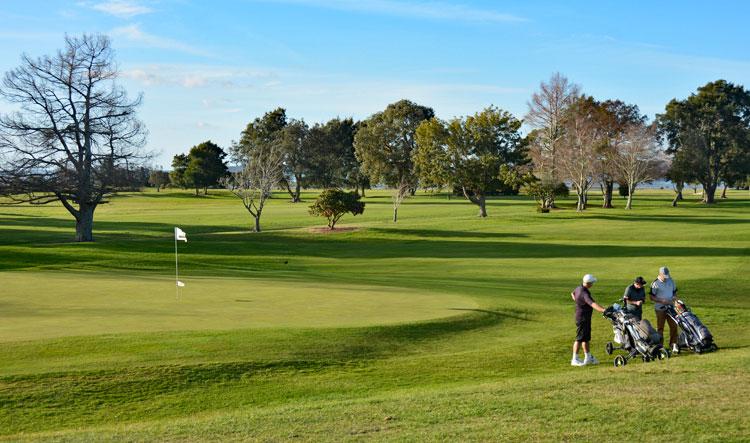 Playing golf at Omokoroa