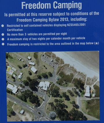Freedom Camping sign