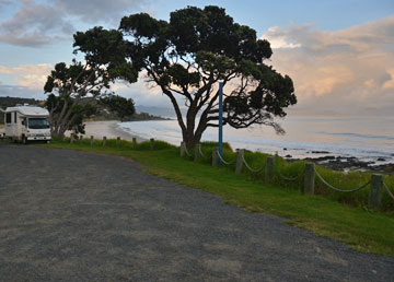 Beach front parking in the evening