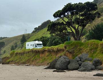 View of the rest area from the beach