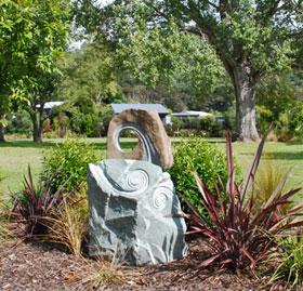 Stone sculpture set in the garden