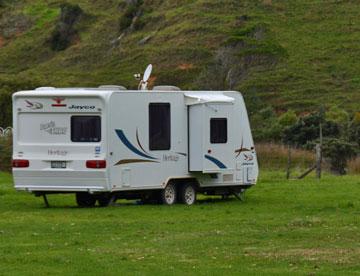 One caravan in the campsite