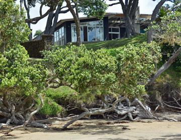 Beachfront home as seen from the beach